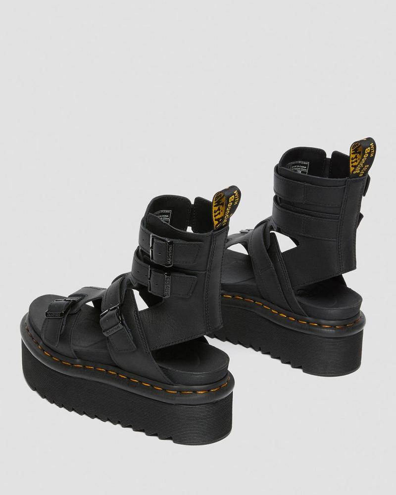 Dr Martens Giavanna Leren Platform Gladiator Sandalen Dames Zwart | NL 491HAP